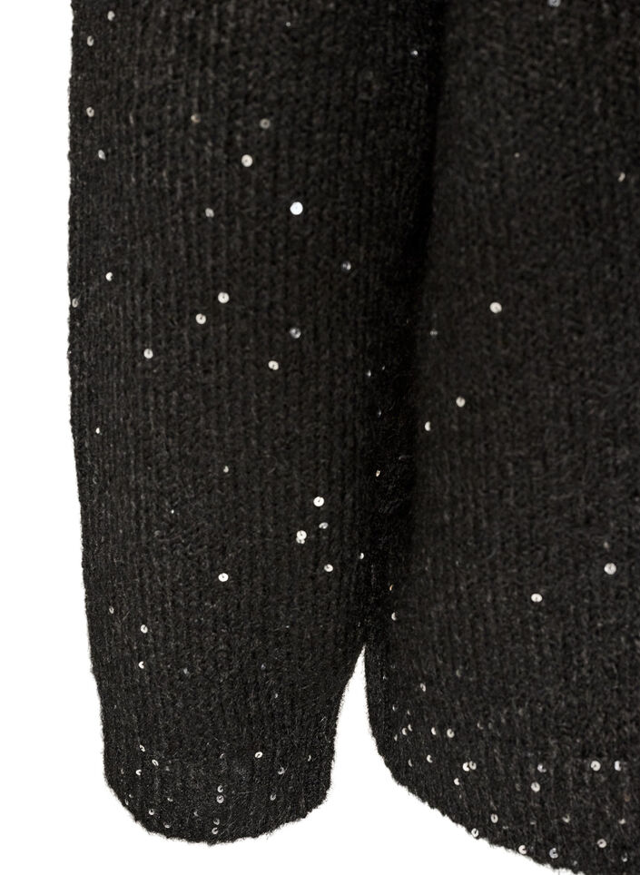 Cardigan mit Pailletten und Kn&ouml;pfen, Schwarz, Packshot image number 3
