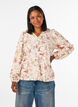 Gebl&uuml;mte Bluse aus Leinen und Viskose mit langen &Auml;rmeln, Vanille, Model image number 0