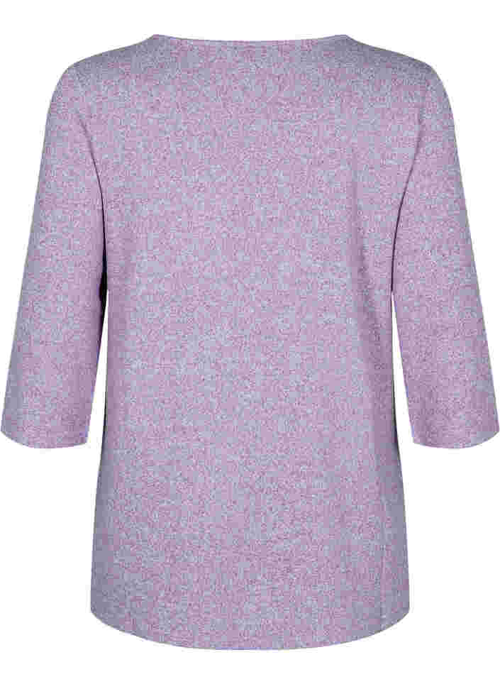 Bluse mit Knöpfen und 3/4-Ärmeln, Royal Lilac Melange, Packshot image number 1