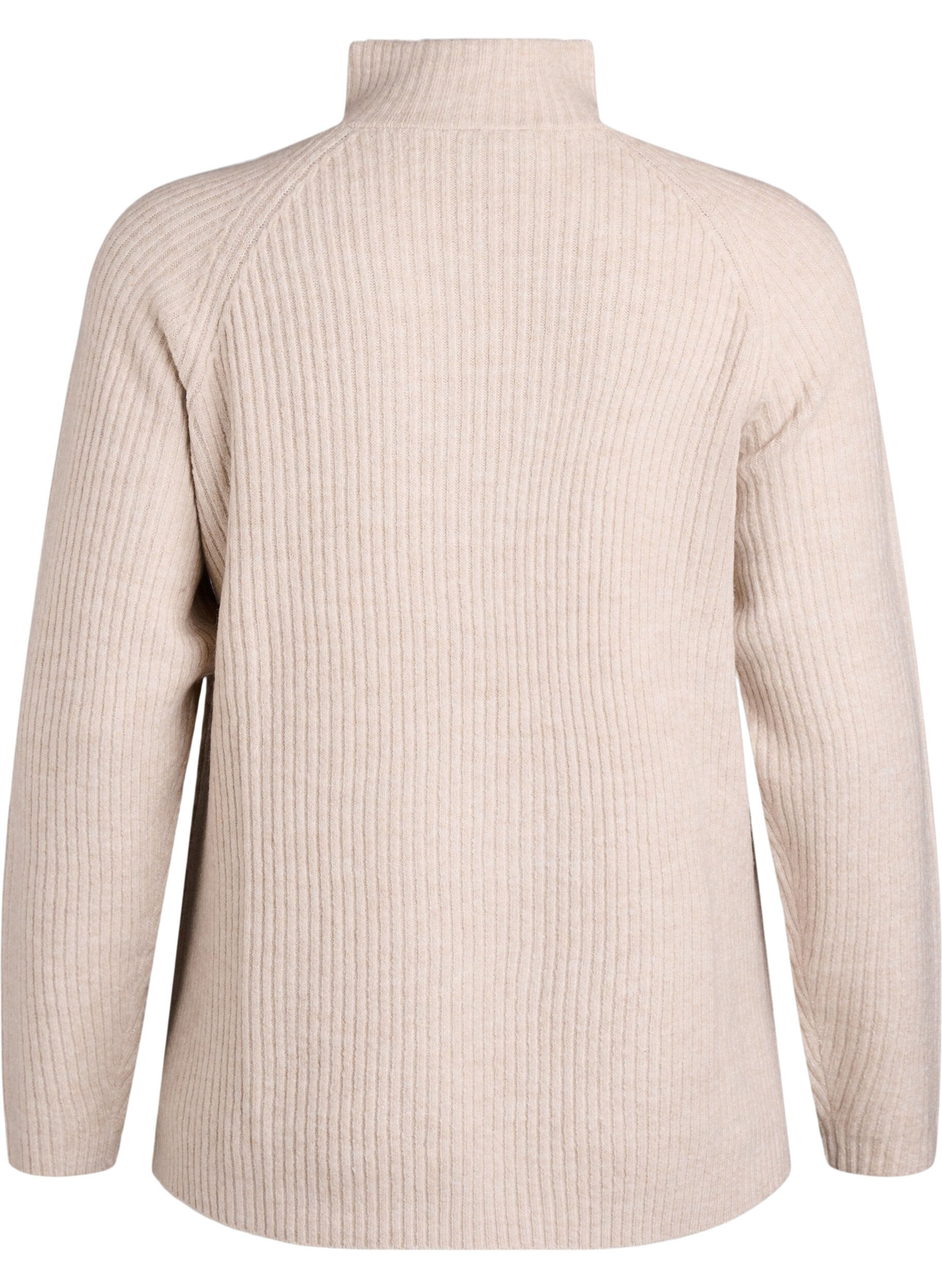 ZizziStrickpullover mit hohem Kragen und Harlekinmuster, Beige, Packshot image number 1
