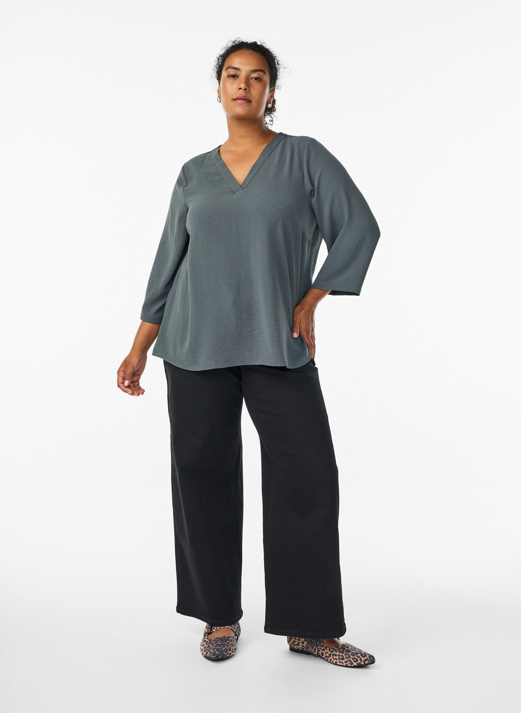 ZizziBluse mit 3/4-&Auml;rmeln, Gr&uuml;n, Model image number 1