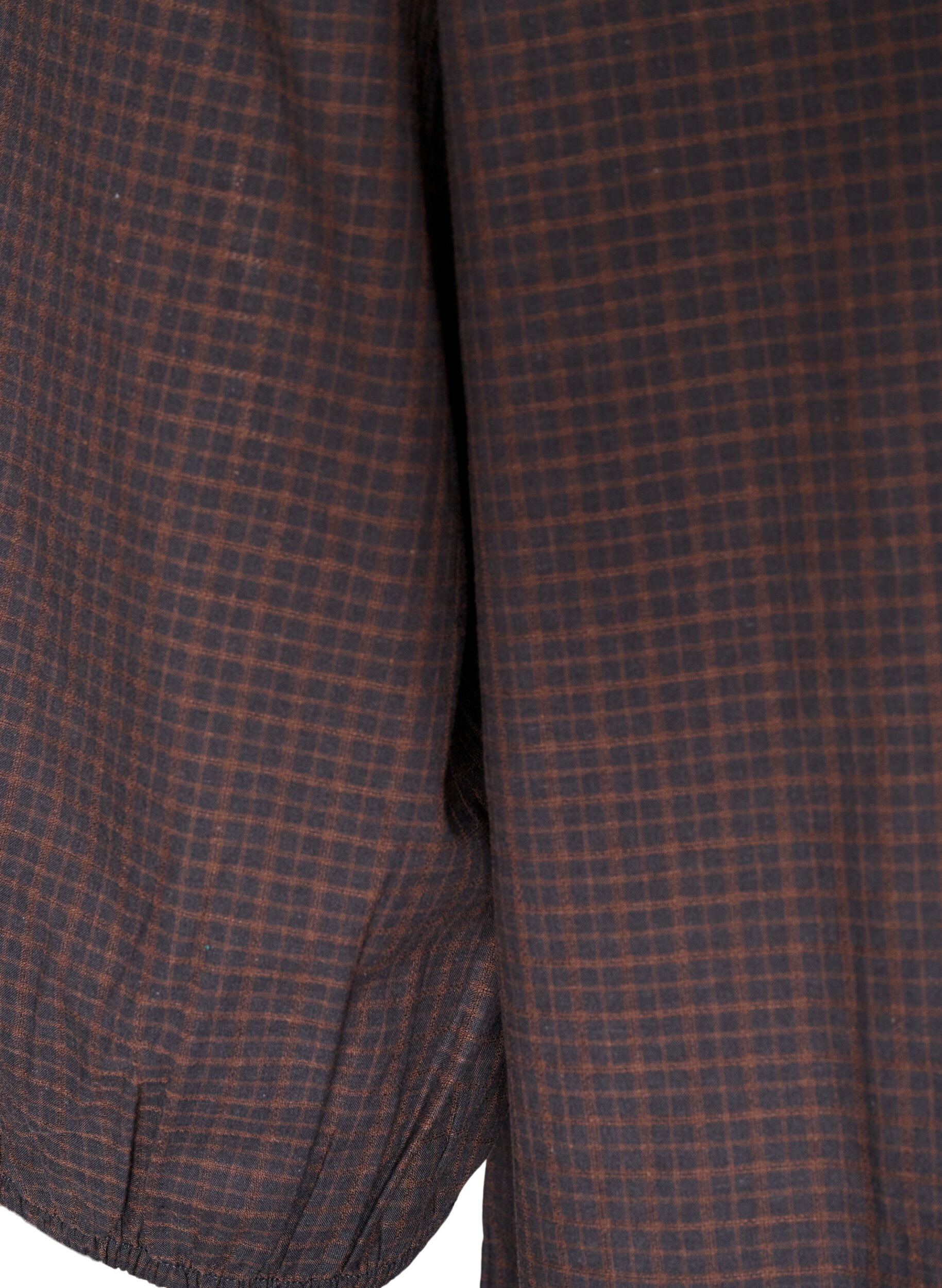 ZizziKarierte Bluse mit V-Ausschnitt und 3/4-&Auml;rmeln, Braun, Packshot image number 3