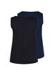 2er-Pack Basic Tanktop in Ripp Optik, Black/Navy Blazer, Packshot image number 1