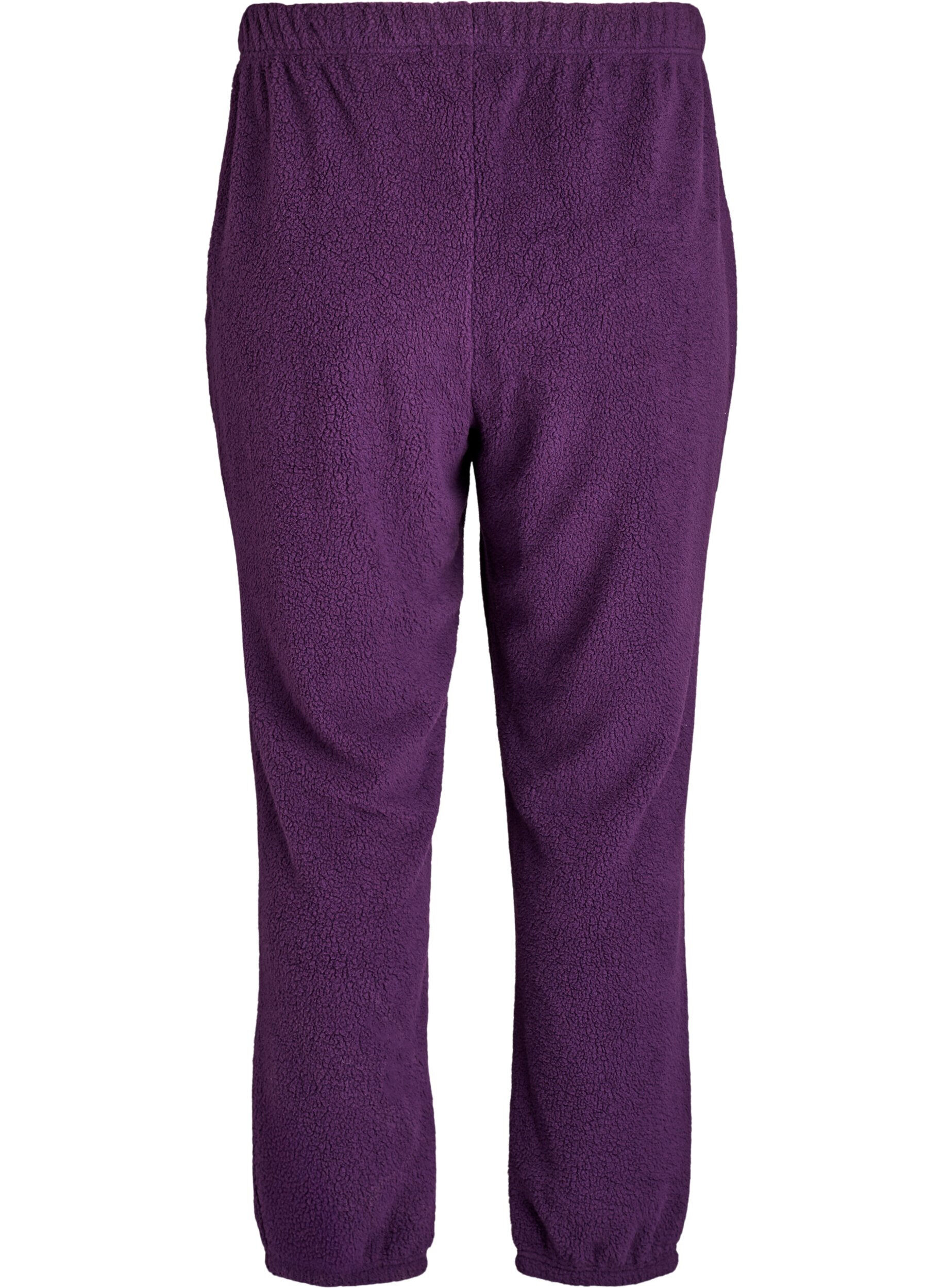 ZizziHoch taillierte Hose aus Teddy-Fleece, Lila, Packshot image number 1