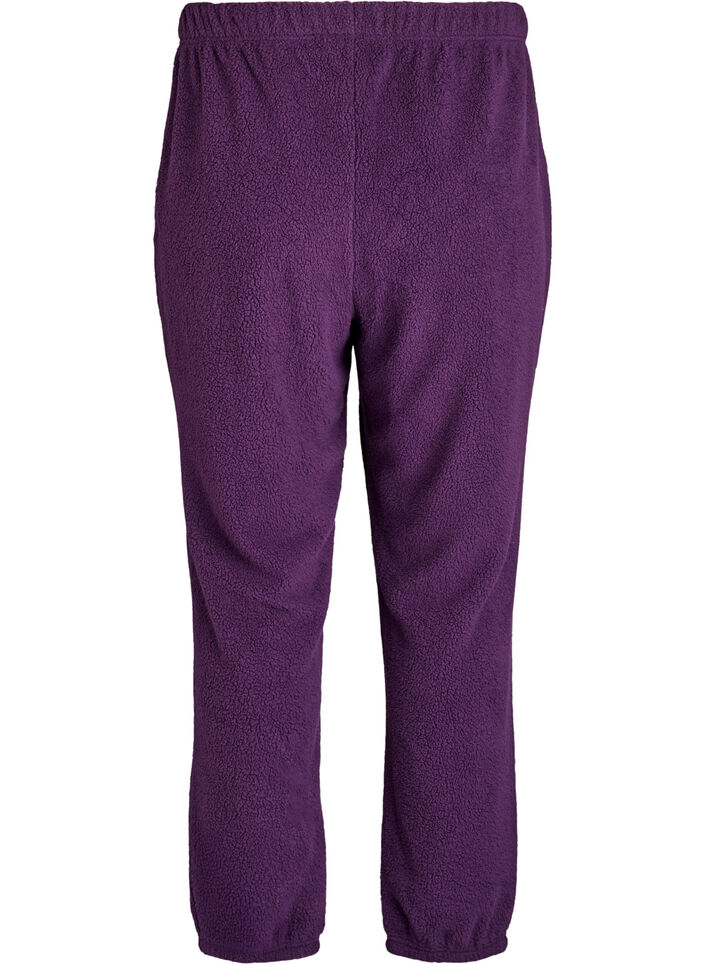 Hoch taillierte Hose aus Teddy-Fleece, Lila, Packshot image number 1