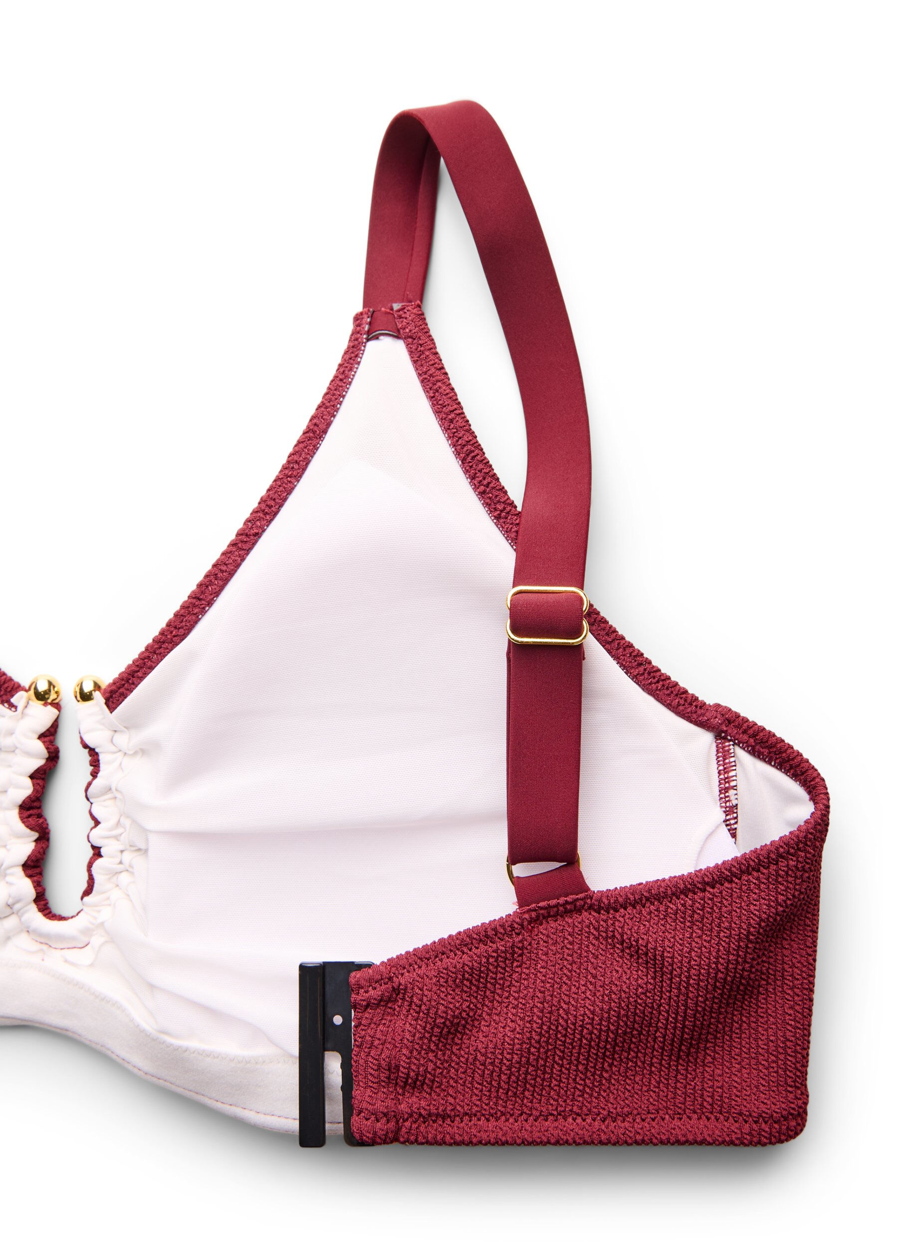 ZizziStrukturiertes Bikini Top mit Golddetail, Rot, Packshot image number 3
