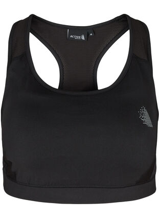 Einfarbiges Sporttop mit Rückendetails, Black, Packshot image number 0