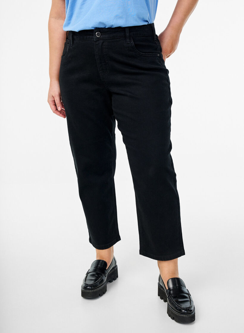 Gek&uuml;rzte Vera Jeans mit geradem Bein, Schwarz, Model image number 2