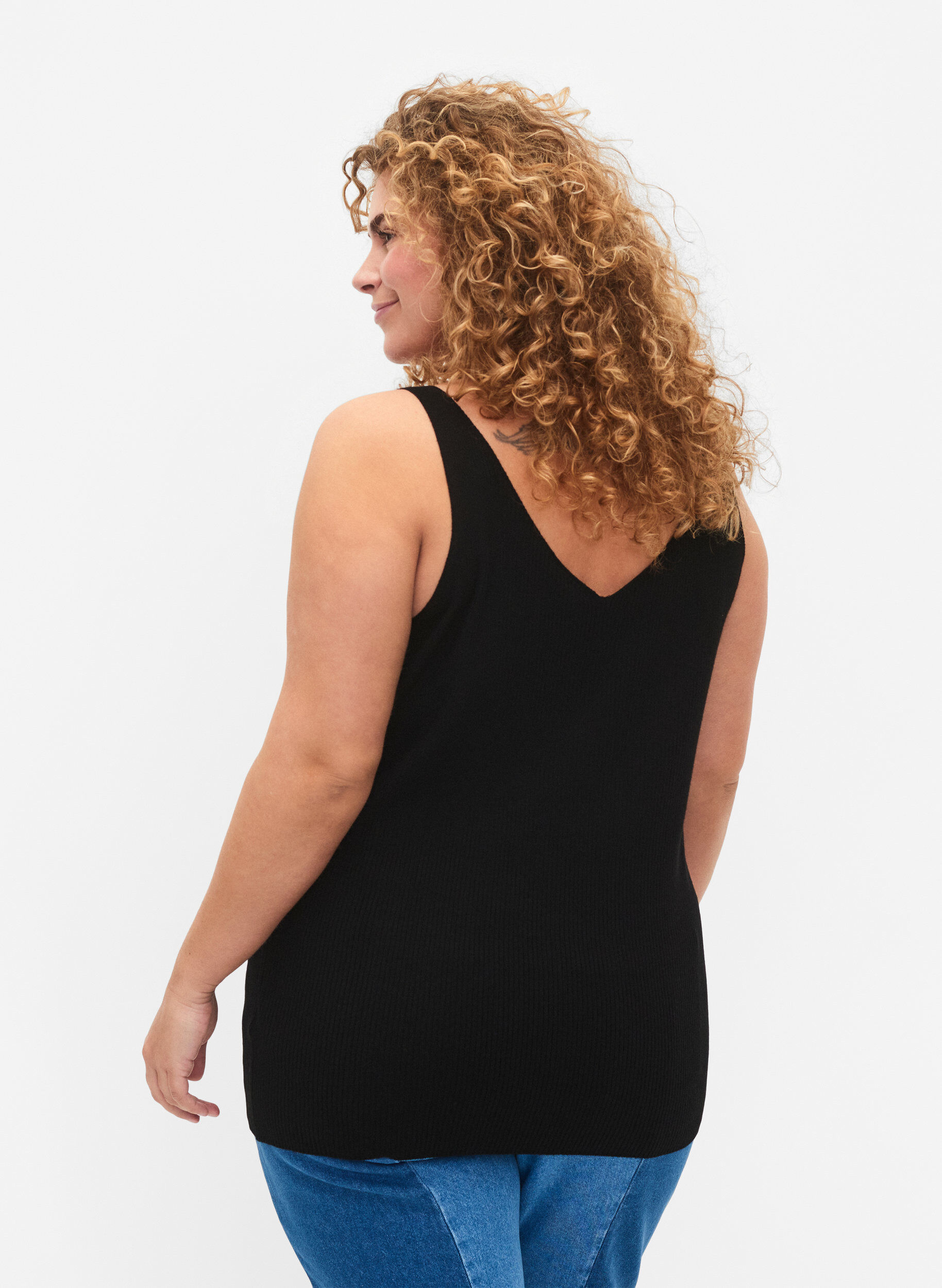 ZizziGestricktes Top mit V-Ausschnitt, Black, Model image number 1