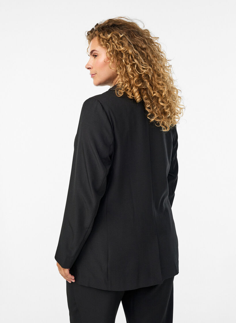 Blazer mit Taschen und Schlitzen, Schwarz, Model image number 2