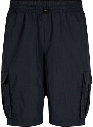Shorts mit hoher Taille und Cargo-Taschen, Black, Packshot image number 0