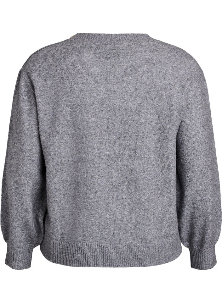 Strickbluse mit Knopfleiste, Grau, Packshot image number 1