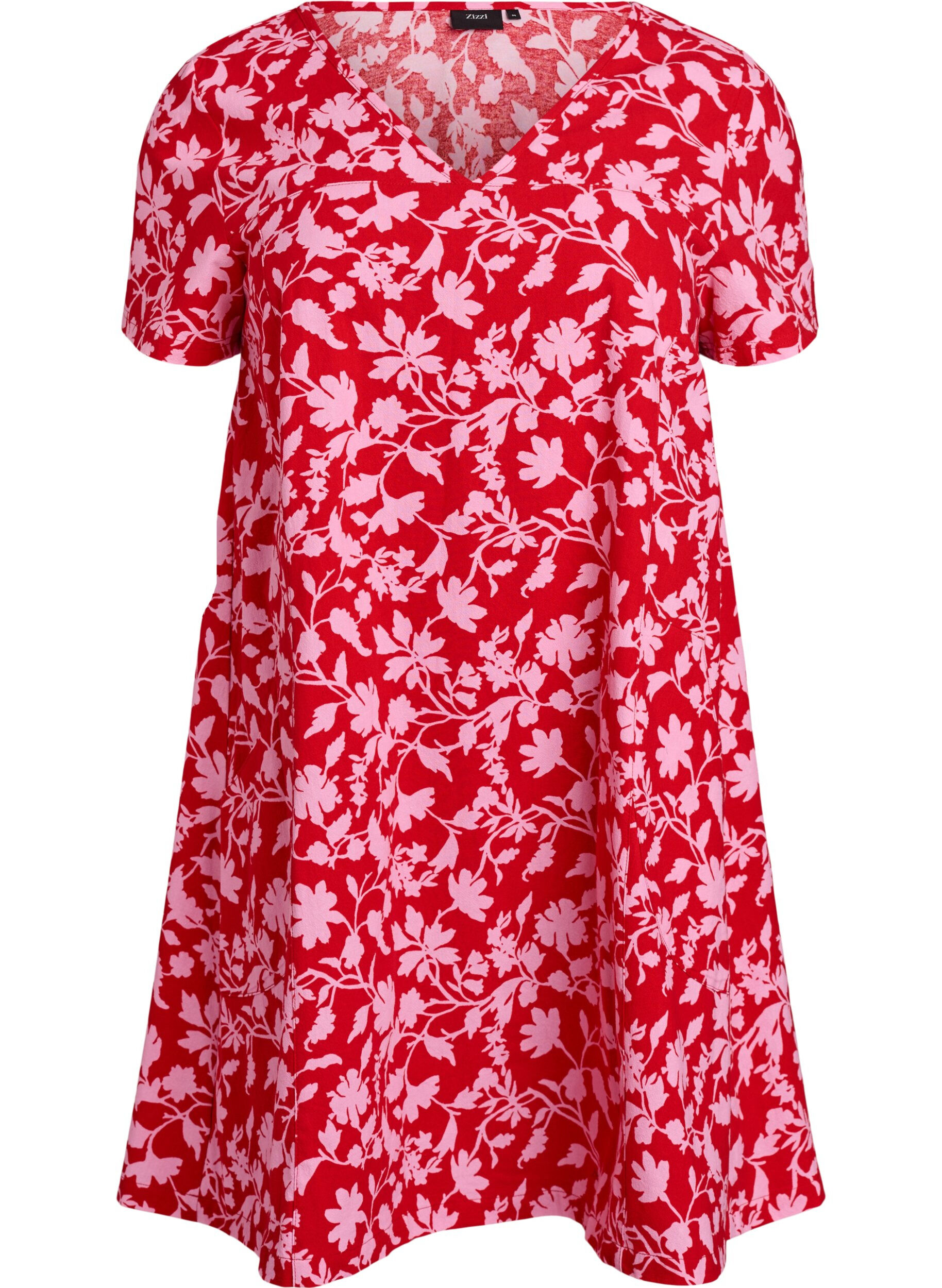 ZizziKurzes A-Linien-Kleid mit floralem Print, Rot, Packshot image number 0