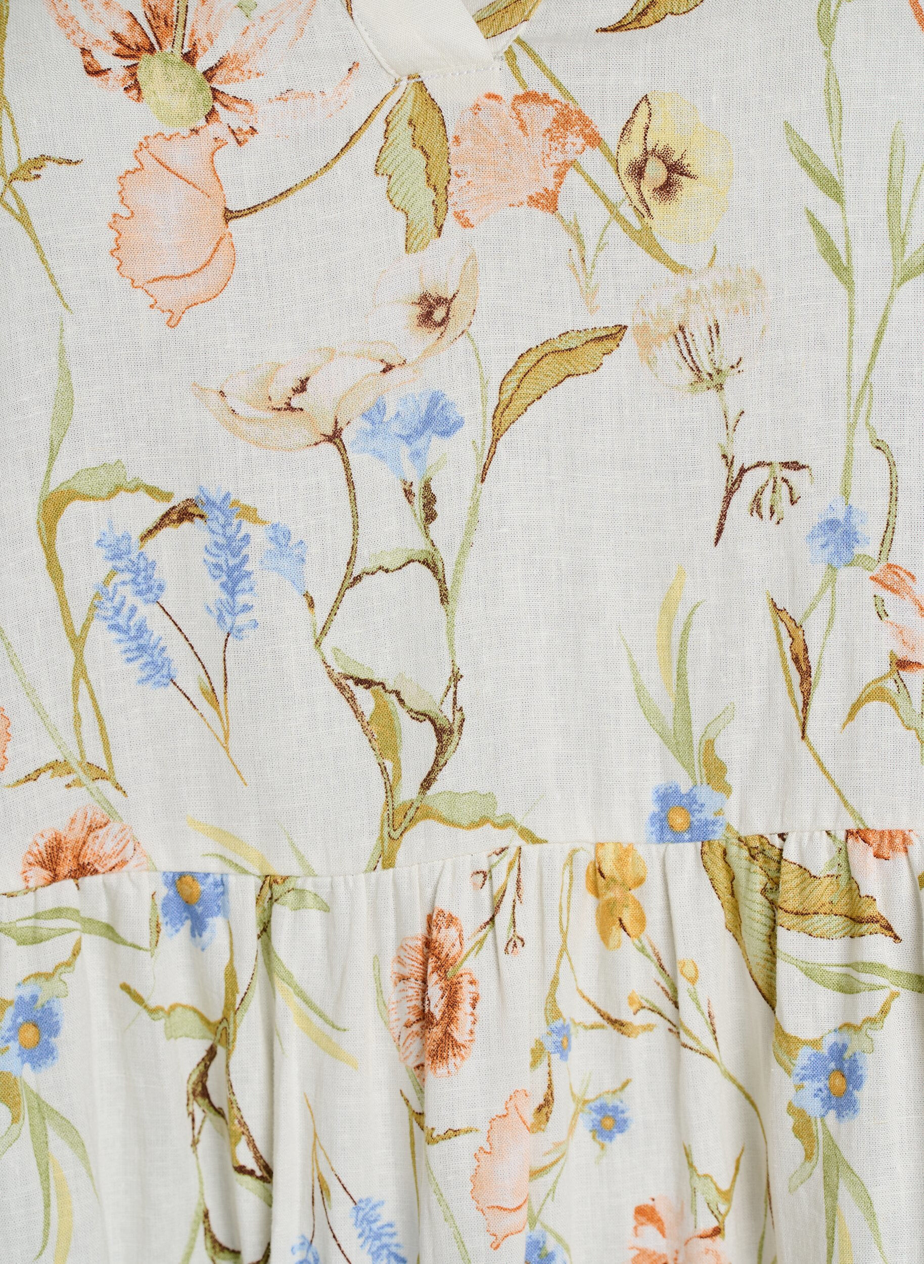 ZizziKnielanges A-Linien-Kleid aus Leinen und Viskose, Vanille, Packshot image number 2