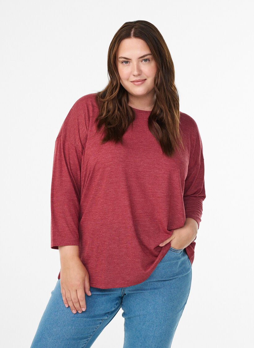 FLASH – Bluse aus Jersey mit 3/4-Ärmeln, Rot, Model image number 0