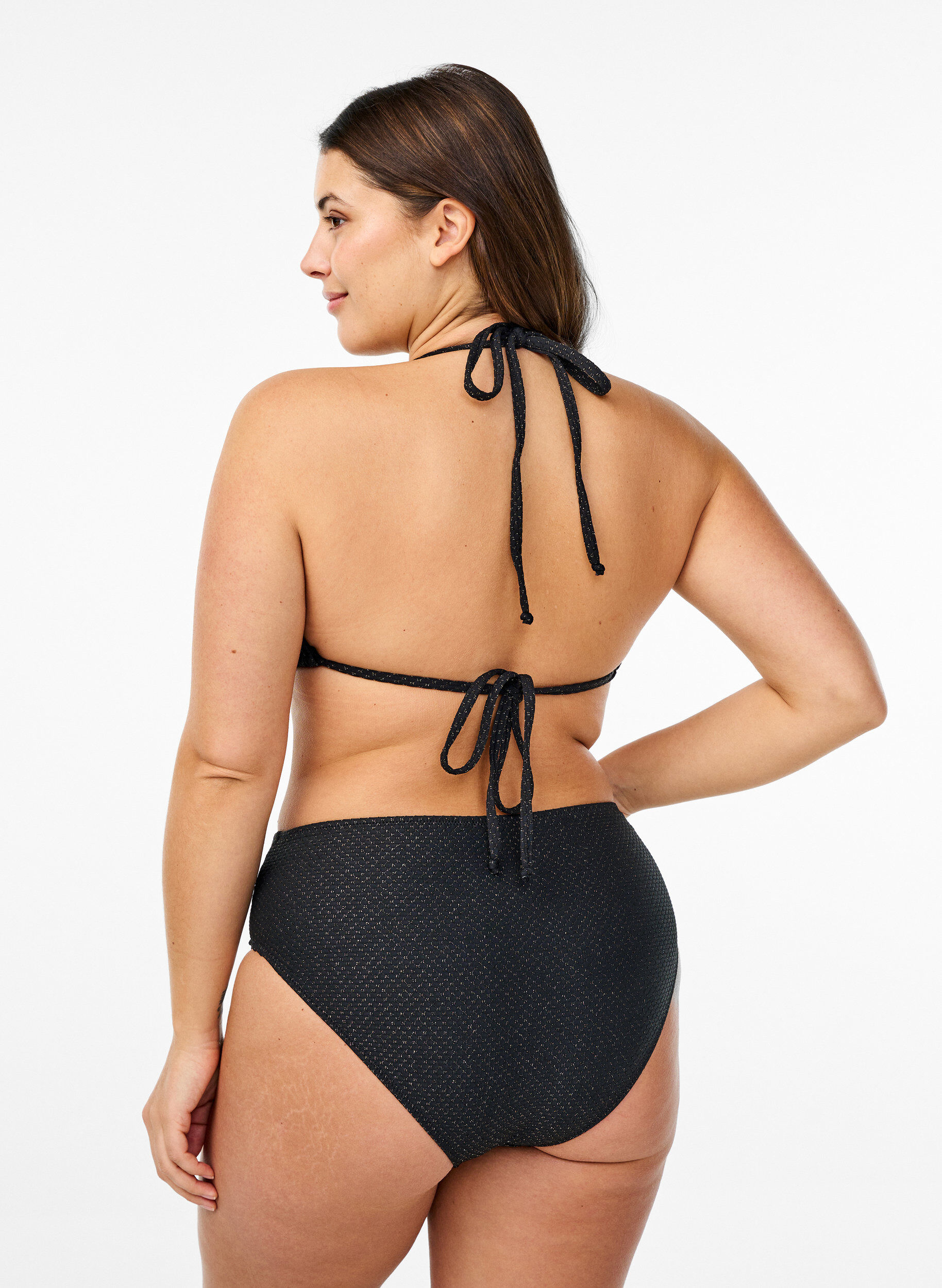 ZizziTriangel-Bikinioberteil mit Glitzer, Schwarz, Model image number 1