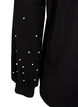 Einfarbige Bluse mit Perlen, Black, Packshot image number 3