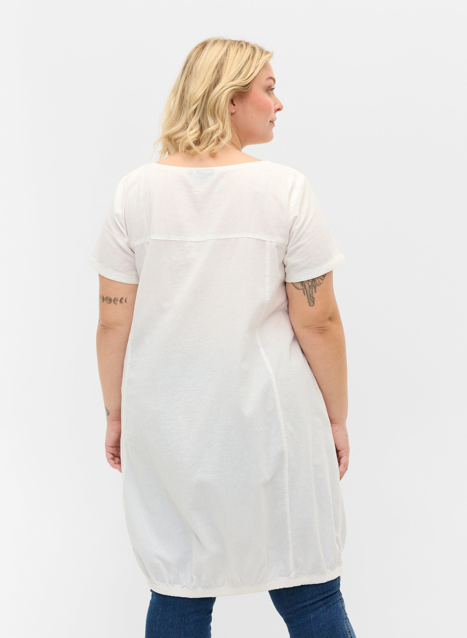 ZizziKurzarm Kleid aus Baumwolle, Wei&szlig;, Model image number 2