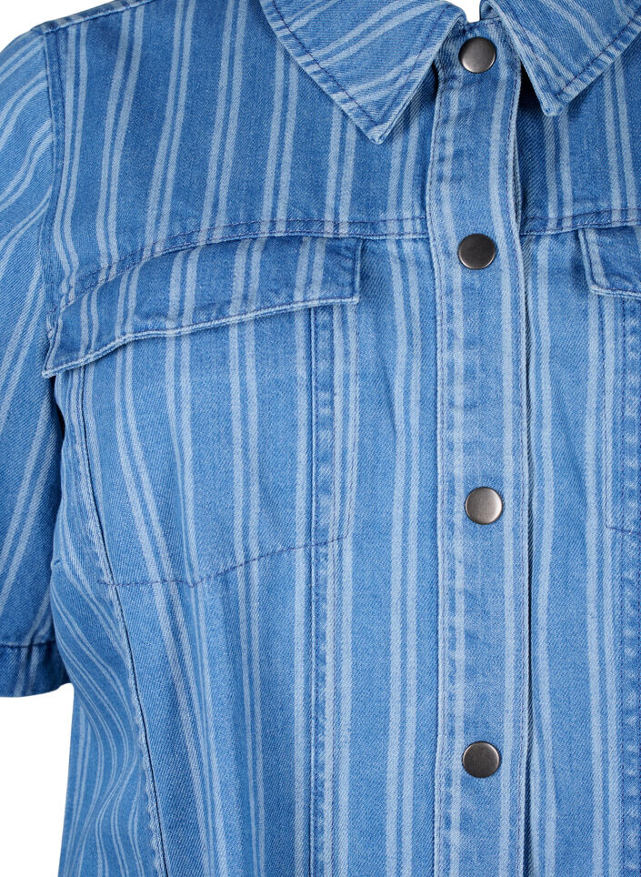 Kurzes Jeanskleid mit Streifenmuster, Blau, Packshot image number 2