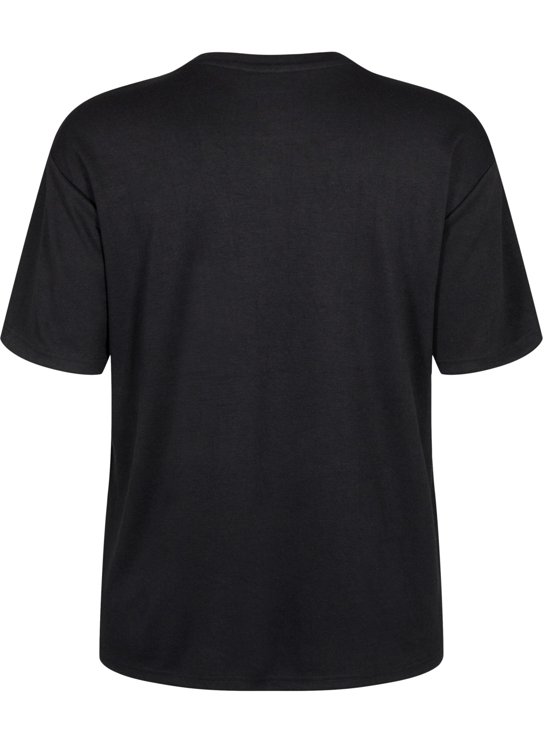 ZizziT-Shirt mit Strasssteinen und Rundhalsausschnitt, Schwarz, Packshot image number 1