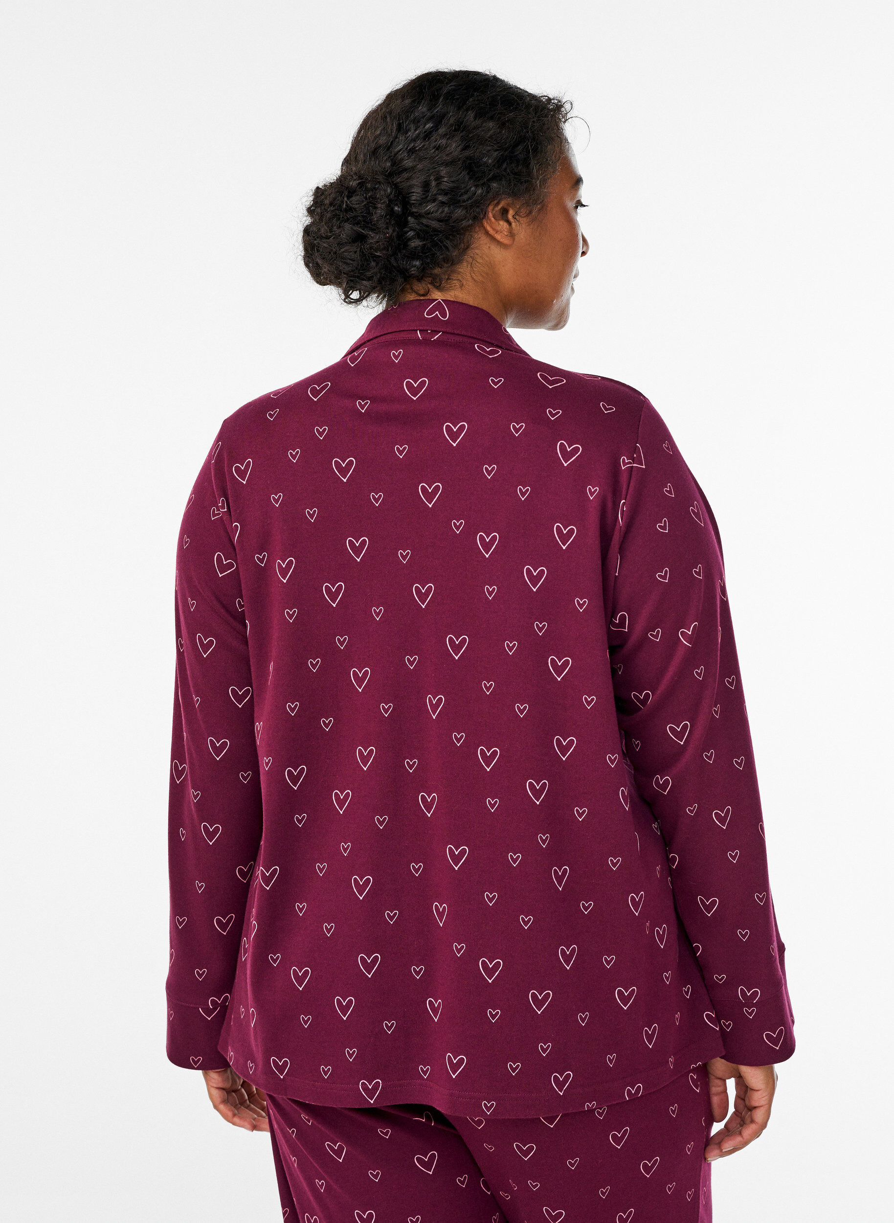 ZizziBaumwoll-Pyjamahemd mit Brusttasche, Rot, Model image number 2