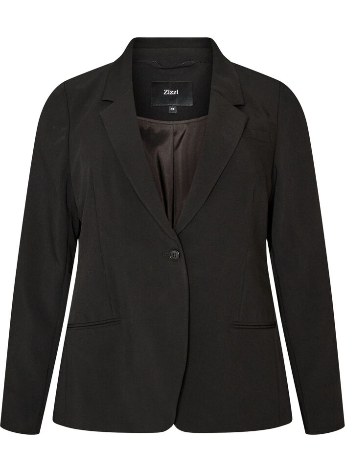 Klassischer Blazer mit 1-Knopf-Verschluss, Schwarz, Packshot image number 0