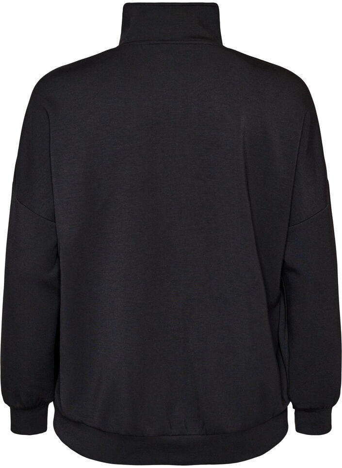 Cardigan aus Jersey mit Rei&szlig;verschluss und hohem Kragen, Schwarz, Packshot image number 1
