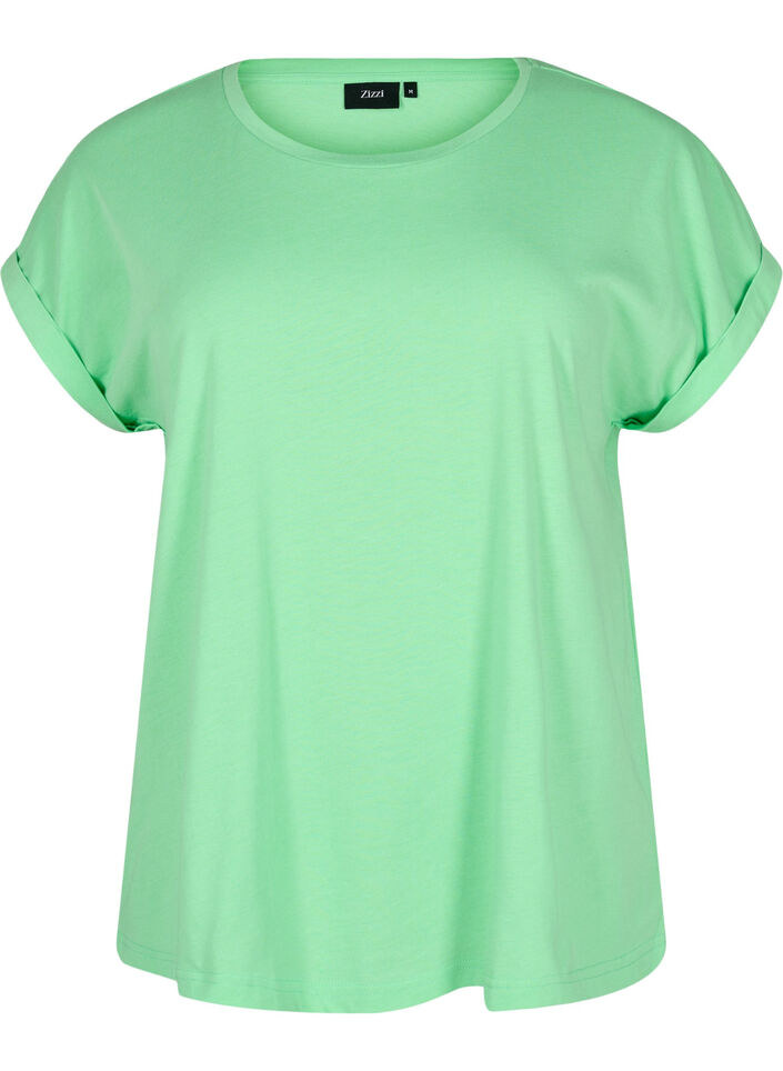 Kurz&auml;rmliges T-Shirt aus einer Baumwollmischung, Gr&uuml;n, Packshot image number 0