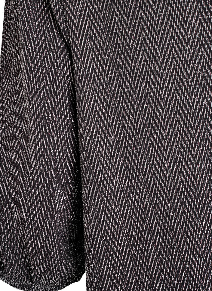 Bluse mit Glitzermuster und 3/4-Ärmeln, Schwarz, Packshot image number 3