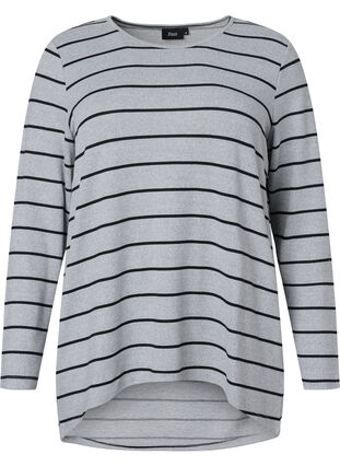 Geblümte Bluse mit langen Ärmeln, LGM Stripe, Packshot image number 0