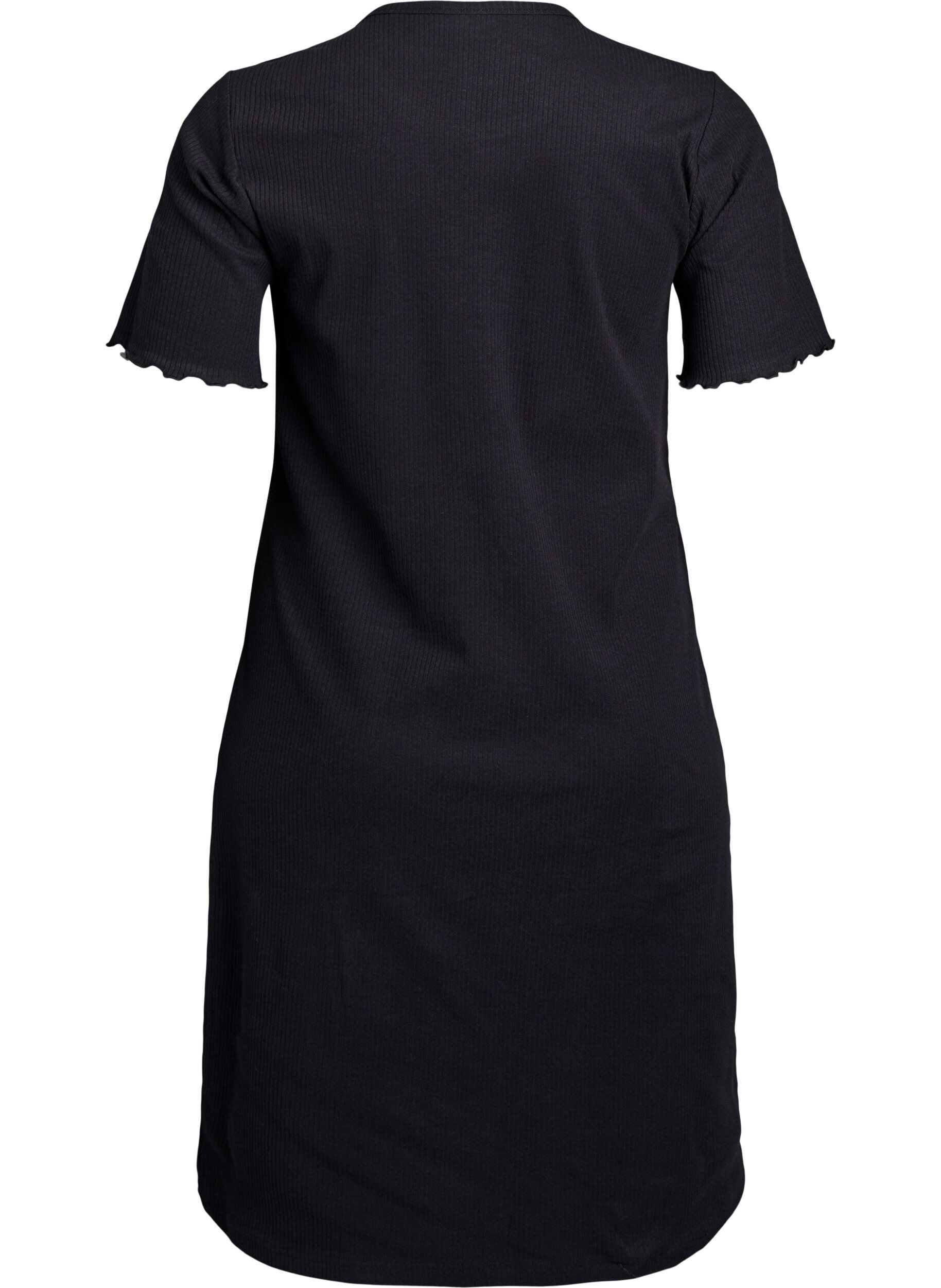 ZizziT-Shirtkleid aus geripptem Jersey in Kniel&auml;nge, Schwarz, Packshot image number 1
