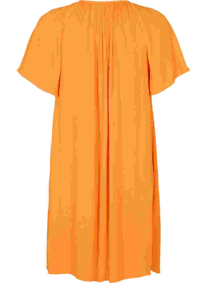 Kurzärmeliges Kleid aus Viskose, Orange Peel, Packshot image number 1