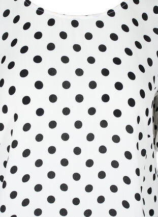 Viskosebluse mit kurzen Ärmeln und Punkten, White w. Black Dot, Packshot image number 2
