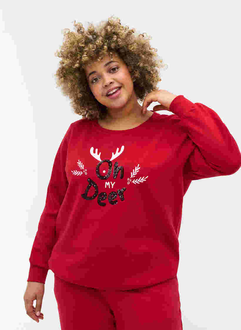 Weihnachts-Sweatshirt, Red Oh Deer, Model image number 0