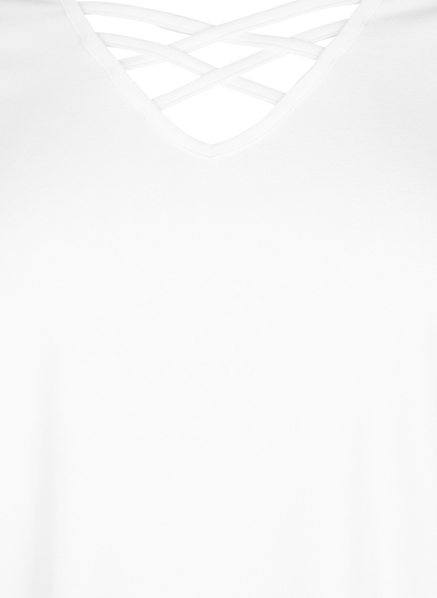 ZizziT-Shirt mit V-Ausschnitt und Kreuzdetails, Warm Off-white, Packshot image number 2