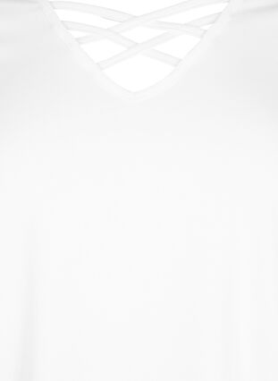 T-Shirt mit V-Ausschnitt und Kreuzdetails, Warm Off-white, Packshot image number 2