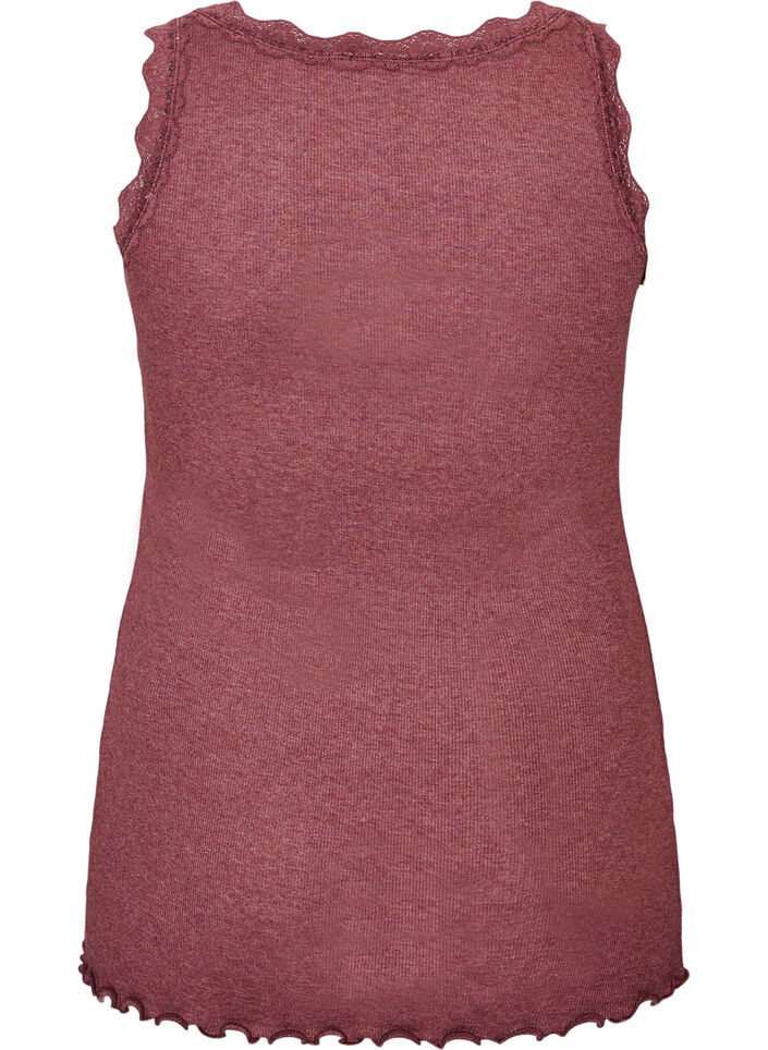 Geripptes Top mit Spitzen, Rot, Packshot image number 1