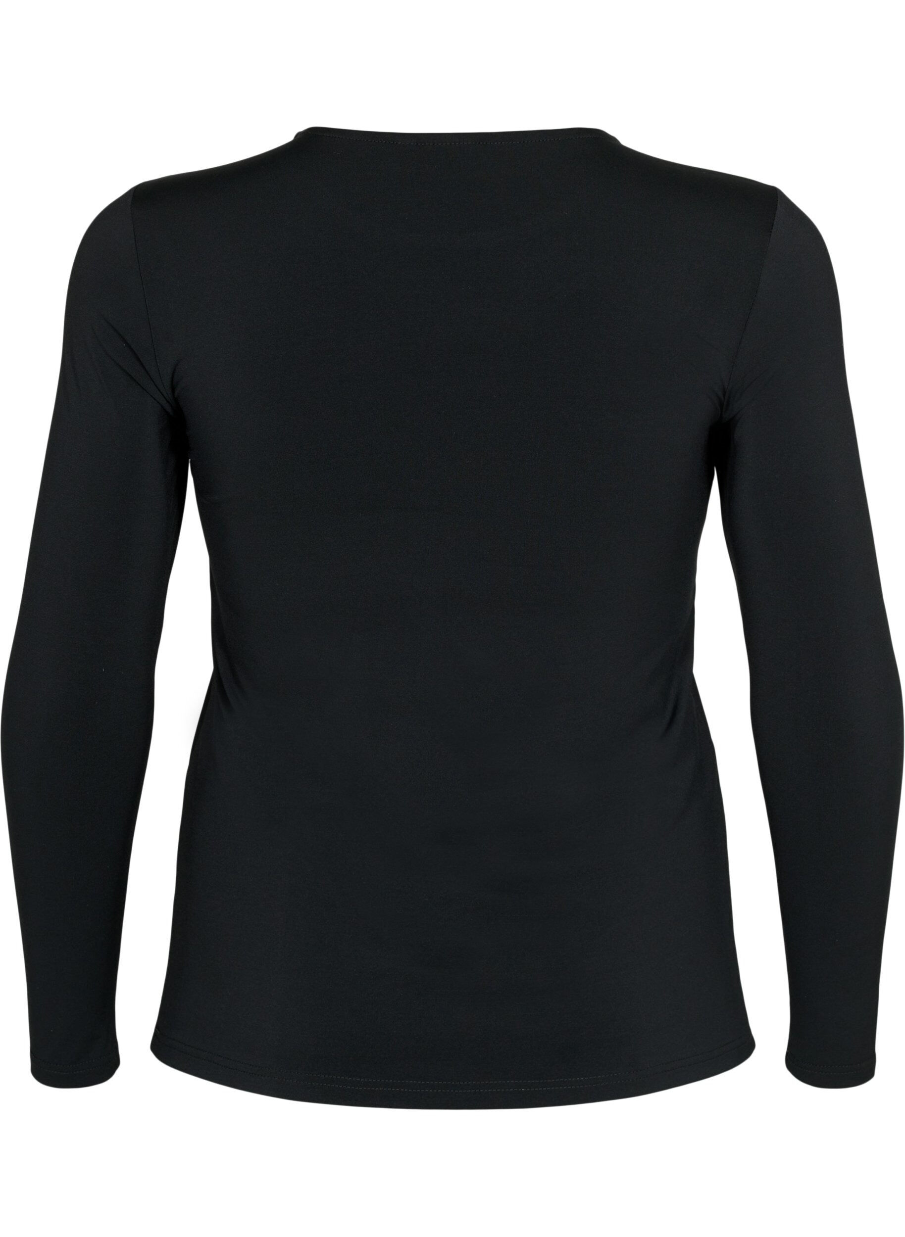ZizziAusschnittbluse mit langen &Auml;rmeln, Black, Packshot image number 1