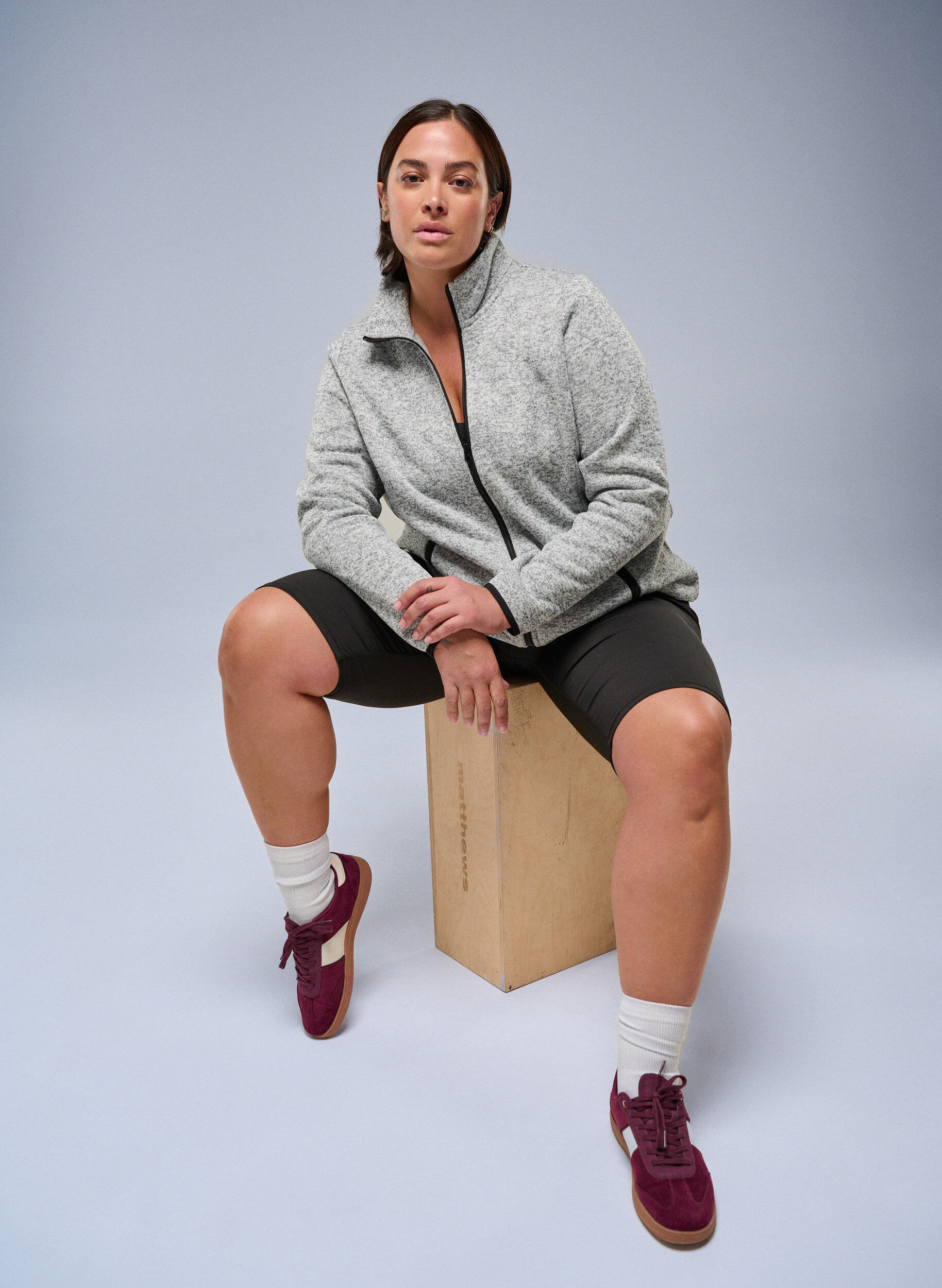 ZizziJersey-Cardigan mit hohem Kragen und Rei&szlig;verschluss, Grau, Image image number 0