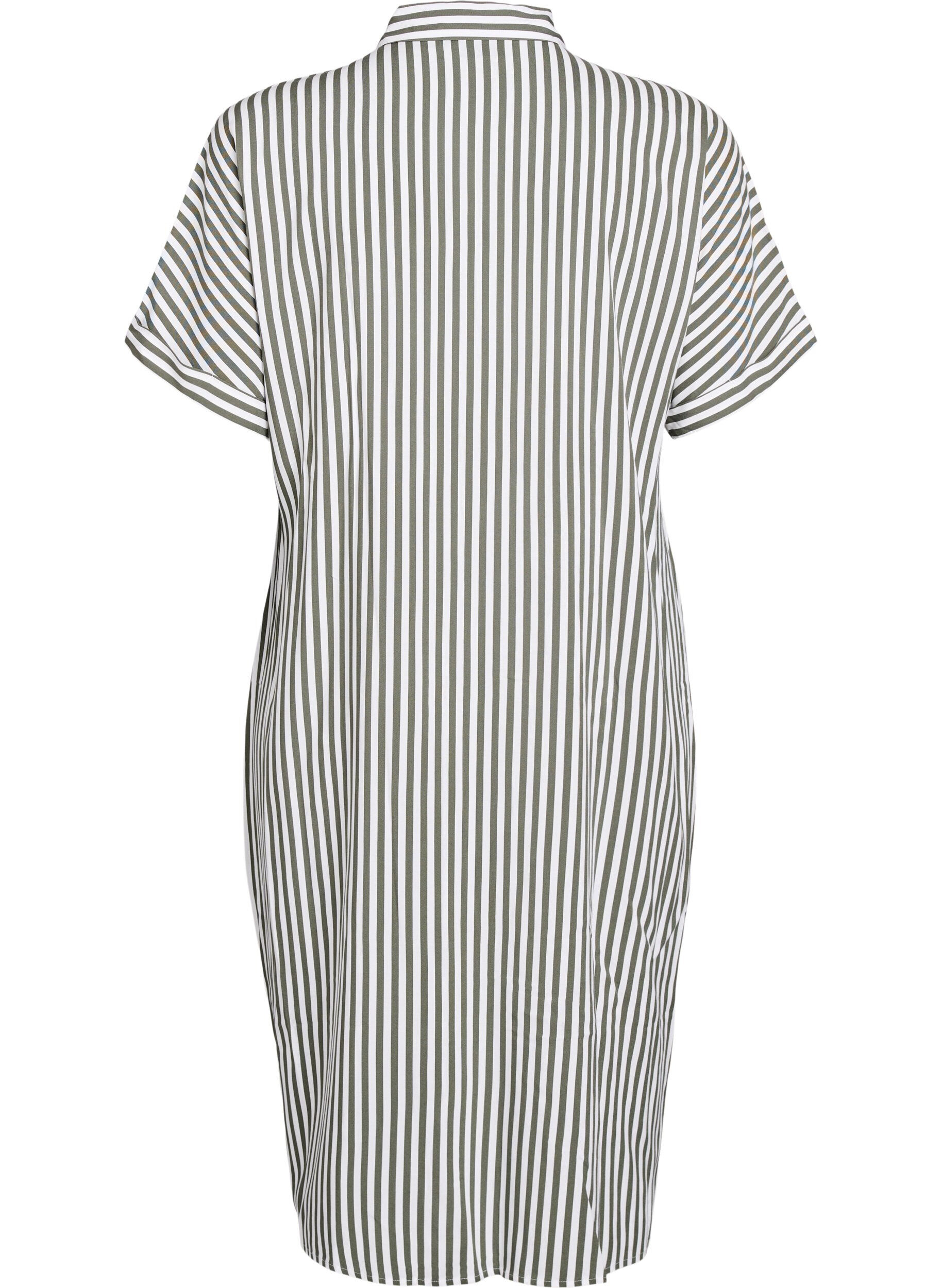 ZizziFLASH - Langes Hemdkleid mit kurzen &Auml;rmeln, Gr&uuml;n, Packshot image number 1