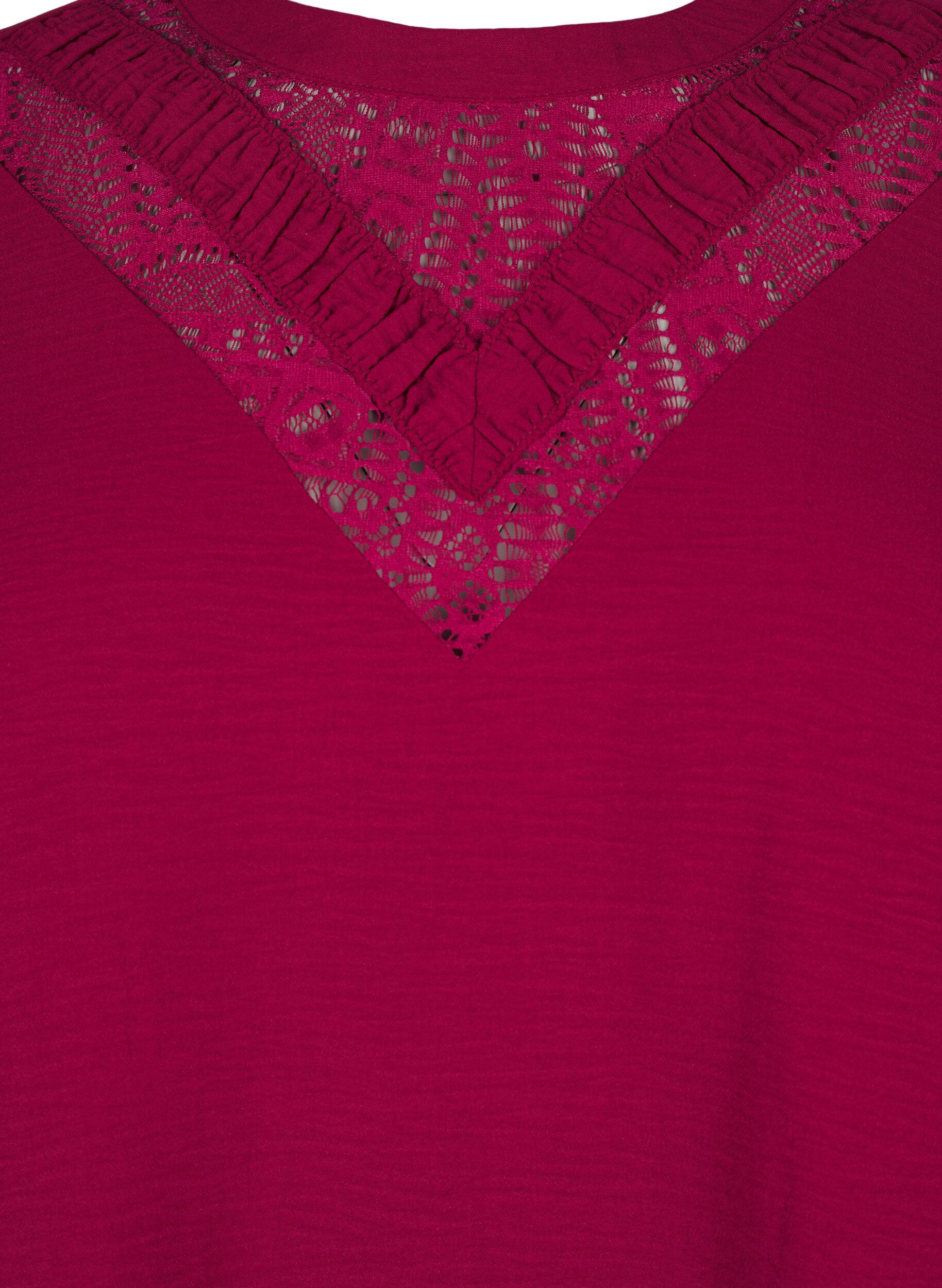 ZizziBluse mit Spitzendetail, Red Plum, Packshot image number 2
