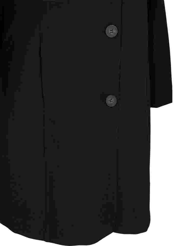 Langer Mantel mit Knopfverschluss, Black, Packshot image number 3