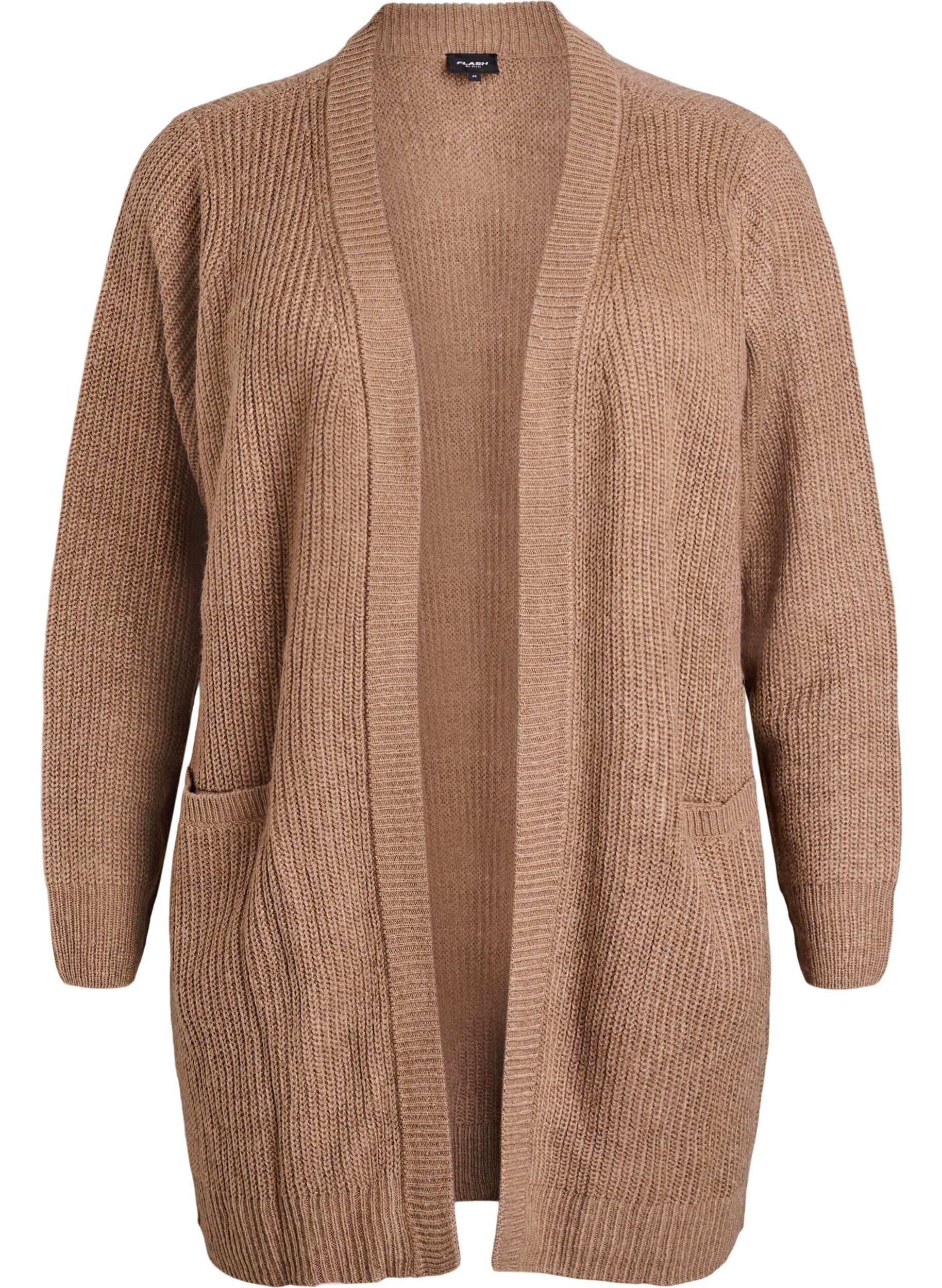 FLASH - Lange Rippstrickjacke mit Taschen