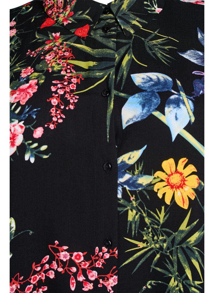 Locker geschnittenes langes Hemd aus Viskose, Schwarz, Packshot image number 2