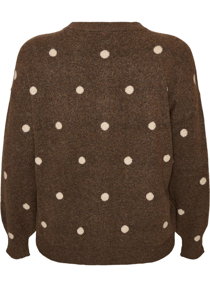 Strickjacke mit Punktmuster, Braun, Packshot image number 1