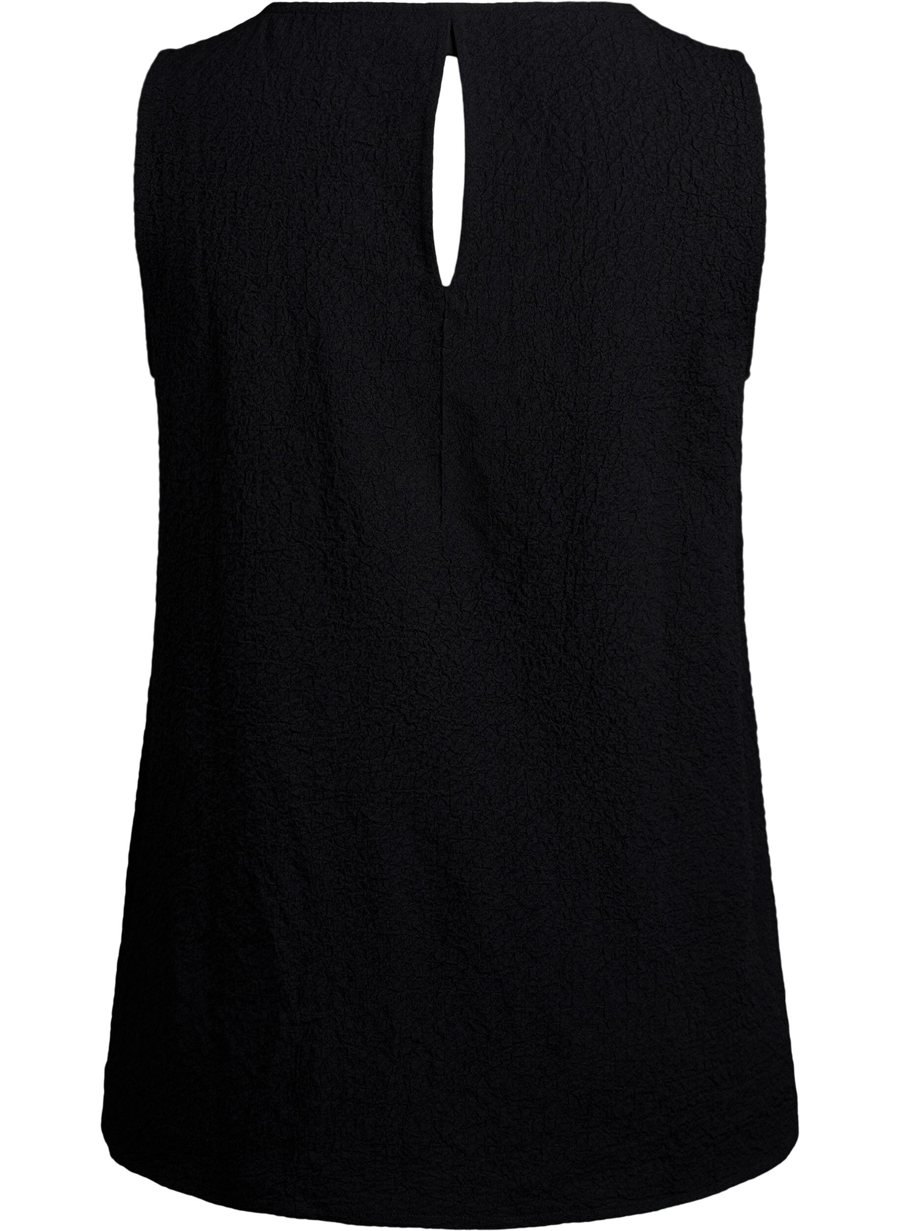 Zizzi&Auml;rmelloses Top mit Struktur, Schwarz, Packshot image number 1
