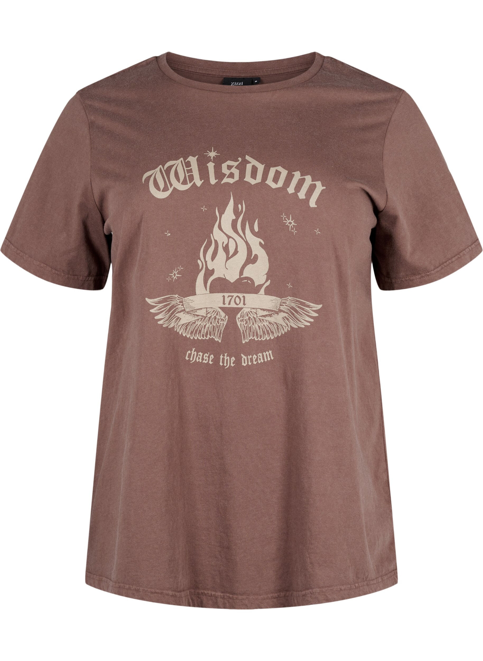 ZizziBedrucktes T-Shirt aus Bio-Baumwolle, Braun, Packshot image number 0