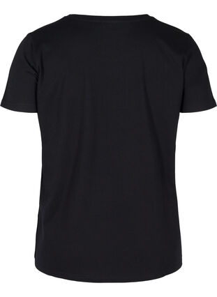 Kurzarm T-Shirt aus Baumwolle mit Aufdruck, Black, Packshot image number 1
