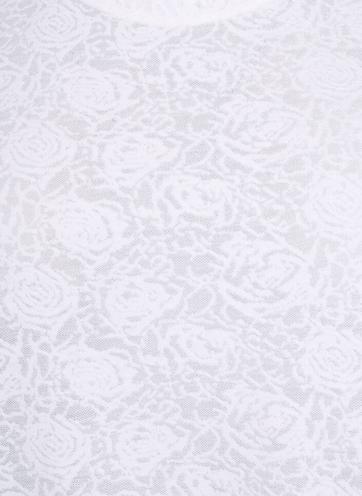 Bluse mit kurzen Ärmeln und Rosenmusterung, Weiß, Packshot image number 2