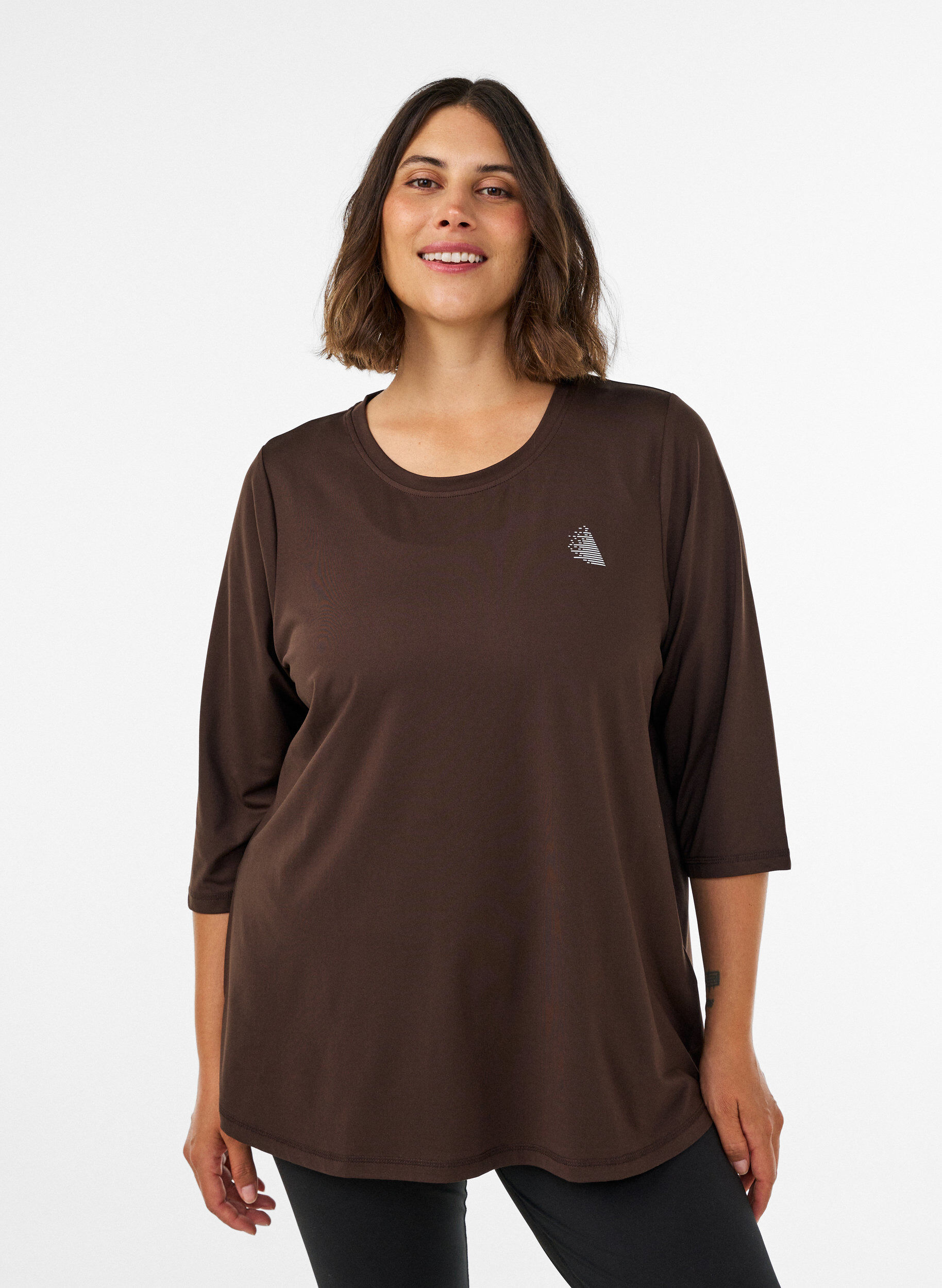 Trainingsshirt mit 3/4-&Auml;rmeln, Braun, Model